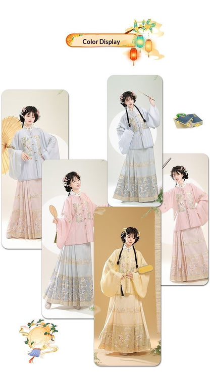 Trees of Sea 2025 New Ming Hanfu Set Stand Collar Embroidered Horse Face Skirt