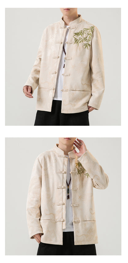 Mens Chinese Tang Suit Retro Hanfu Loose Plus Size Velvet Coat