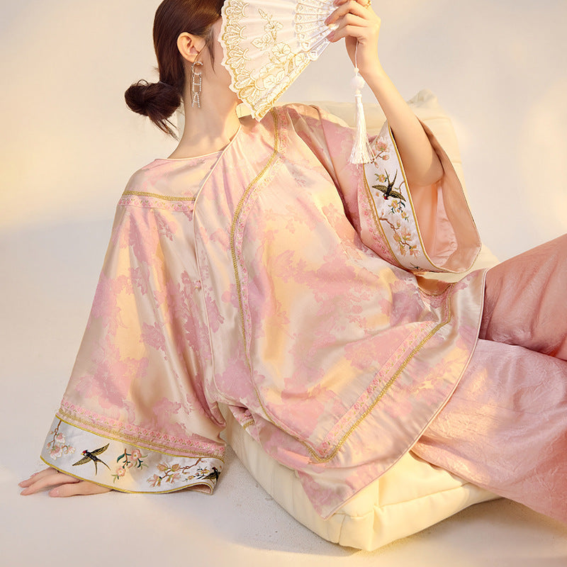 Elegant Jacquard Rayon Shirt New Chinese Style Loose Top