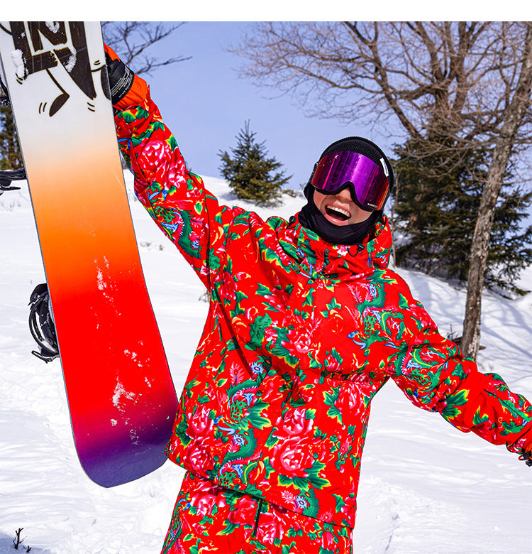 Northeast Large Floral Cotton Jacket Fleece Lined Warm Winter Coat