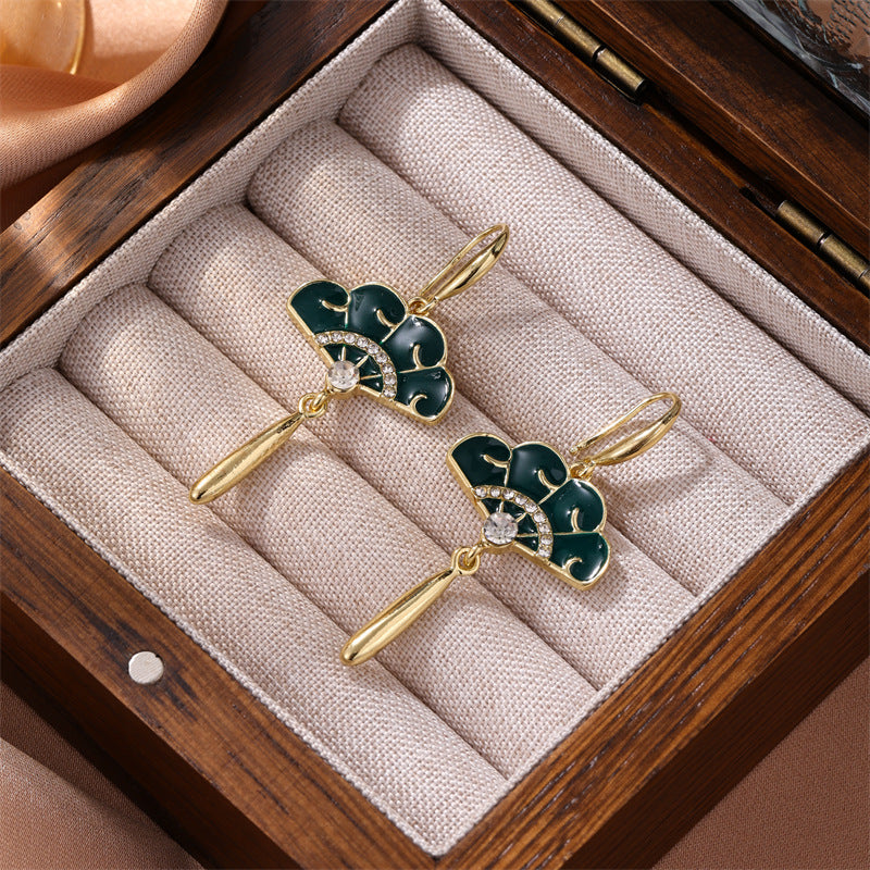 Chinese Style Fan Earrings — Handmade Tassel Ear Accessories for Women