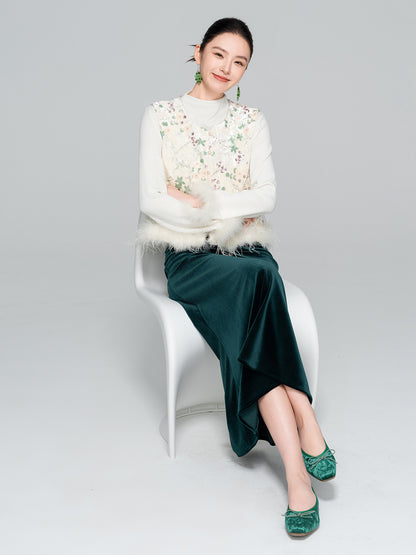 Autumn High-Waist Velvet Mermaid Skirt for Women