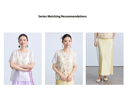 High-End Thin Organza National Style Tank Top