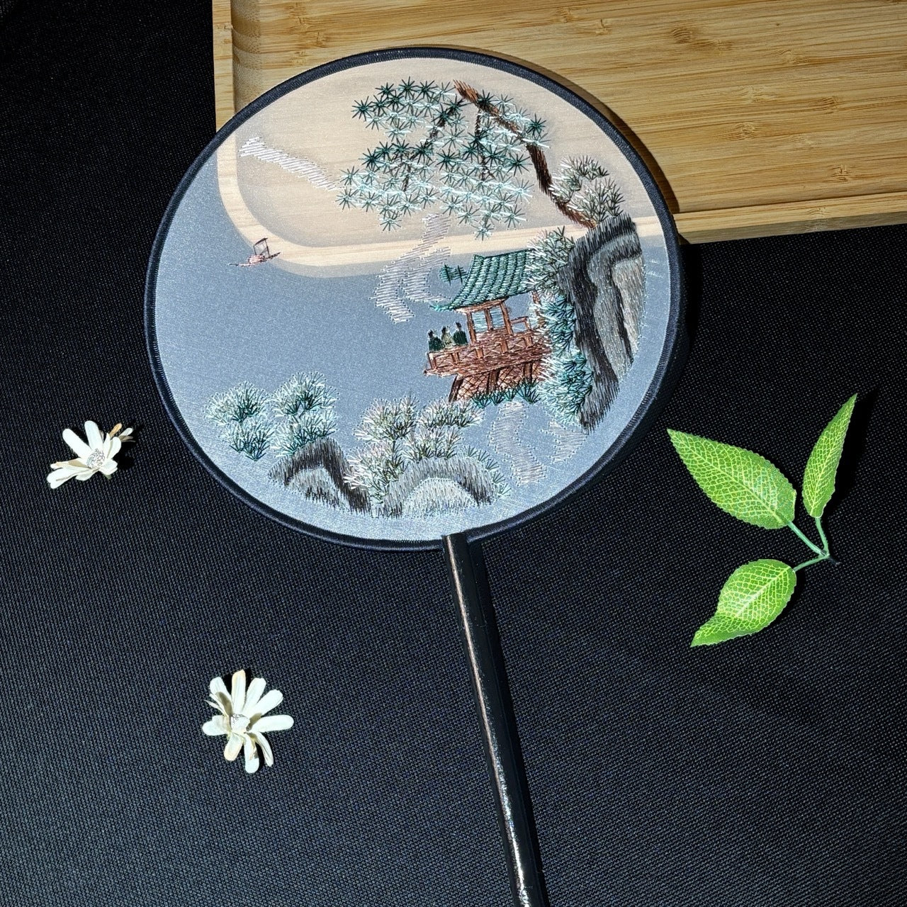 Handmade Chinese Round Fan — Summer Hanfu Cheongsam Embroidered Fan