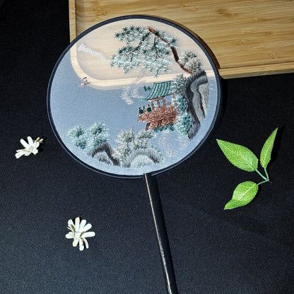 Handmade Chinese Round Fan — Summer Hanfu Cheongsam Embroidered Fan