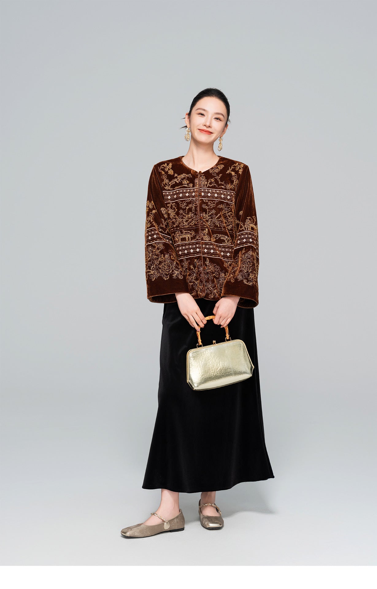 High-End Vintage Velvet Beaded Jacket New Chinese Style Women