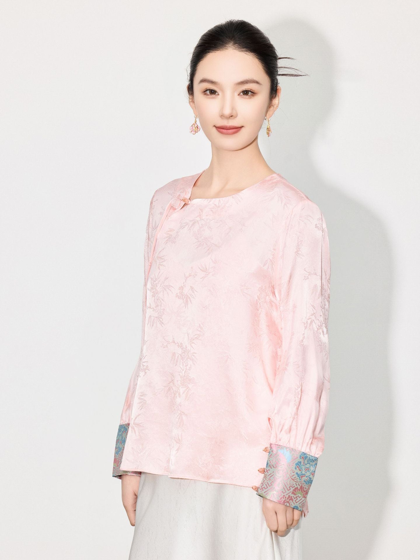 Stylish Retro Long Sleeve Jacquard Shirt