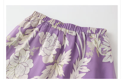 New Chinese Embroidered Feather Sleeve Patchwork Top & Skirt Set