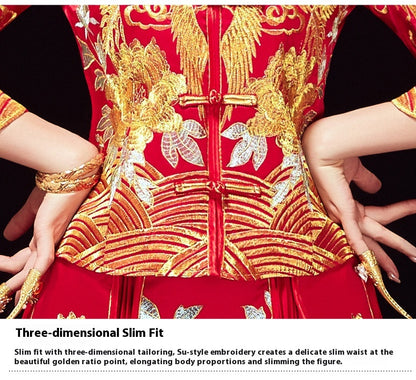 Xiuhe Wedding Dress Bride Plus Size Dragon Phoenix Gown Set