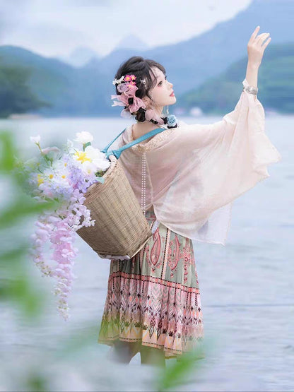 Spring Summer Fairy Costume — Peach Blossom Ethnic Hanfu Set