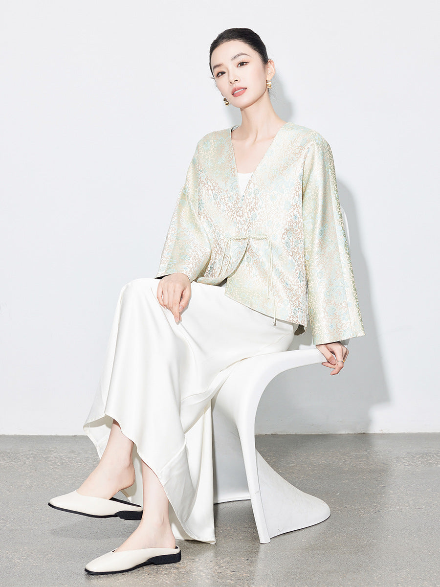 Stylish Autumn Jacquard Collar Blouse for Women