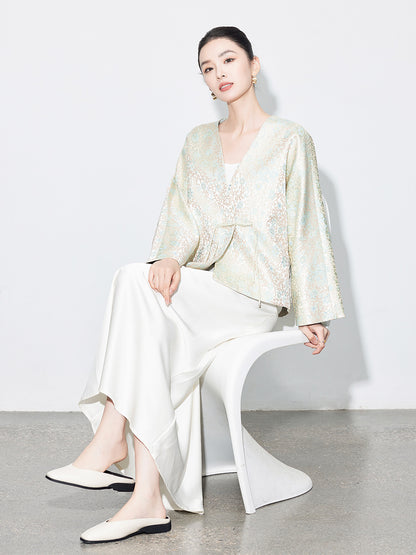 Stylish Autumn Jacquard Collar Blouse for Women