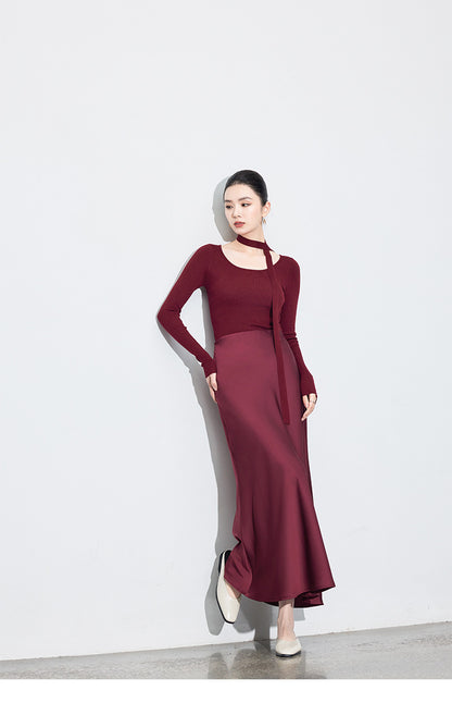 Chic High-End Acetate Midi Mermaid Skirt