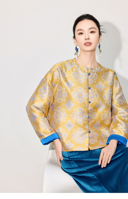 Stylish Retro Jacquard Long Sleeve Jacket
