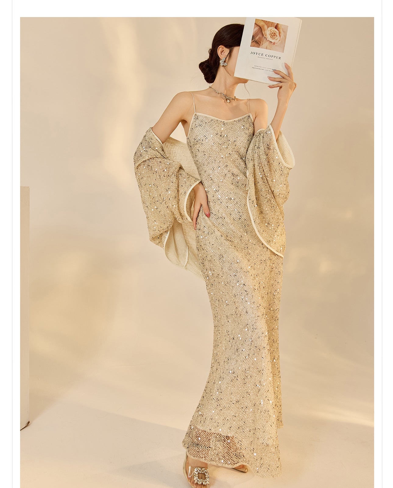 Autumn New Chinese Sequin Embroidered High-End Coat Dress Set