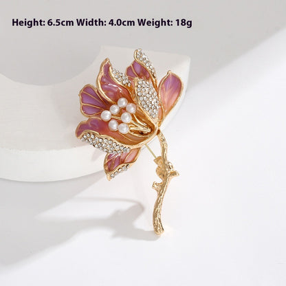 Handmade Enamel Peony Brooch — Luxury Chinese Style Cheongsam Pin