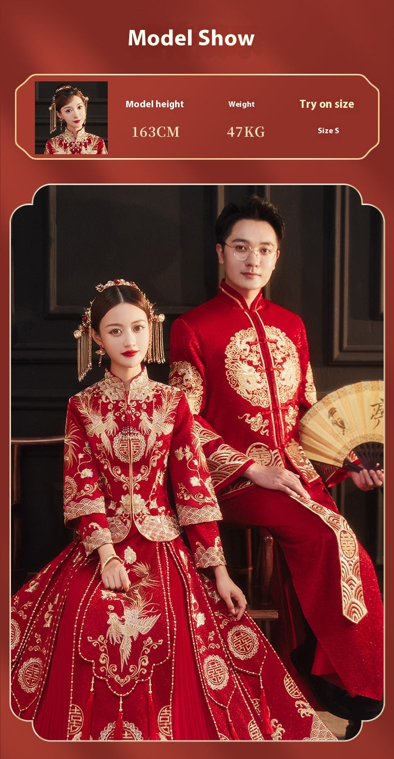 Xiuhe Wedding Dress Bride Slim Fit Chinese Wedding Couple Set