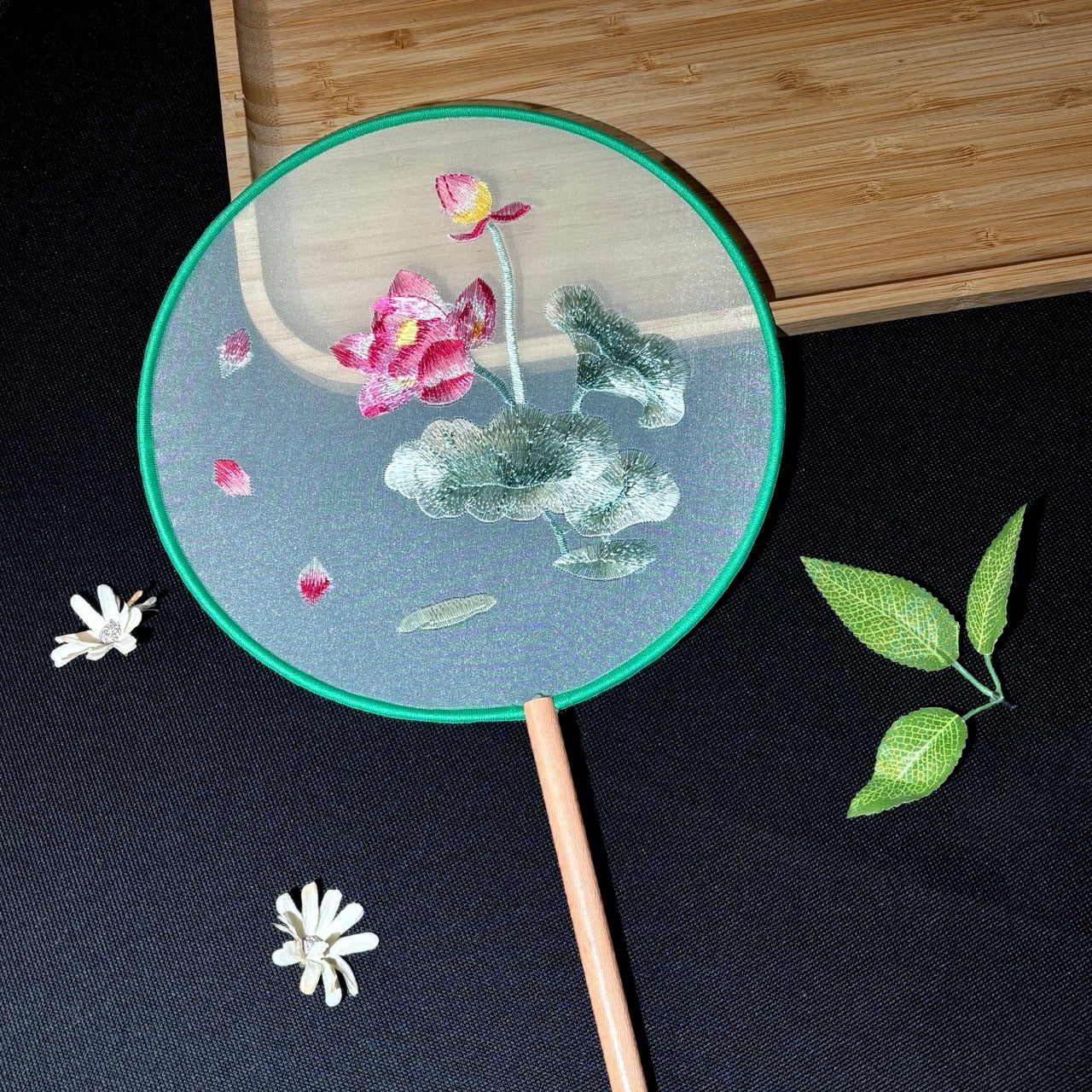 Handmade Chinese Round Fan — Summer Hanfu Cheongsam Embroidered Fan