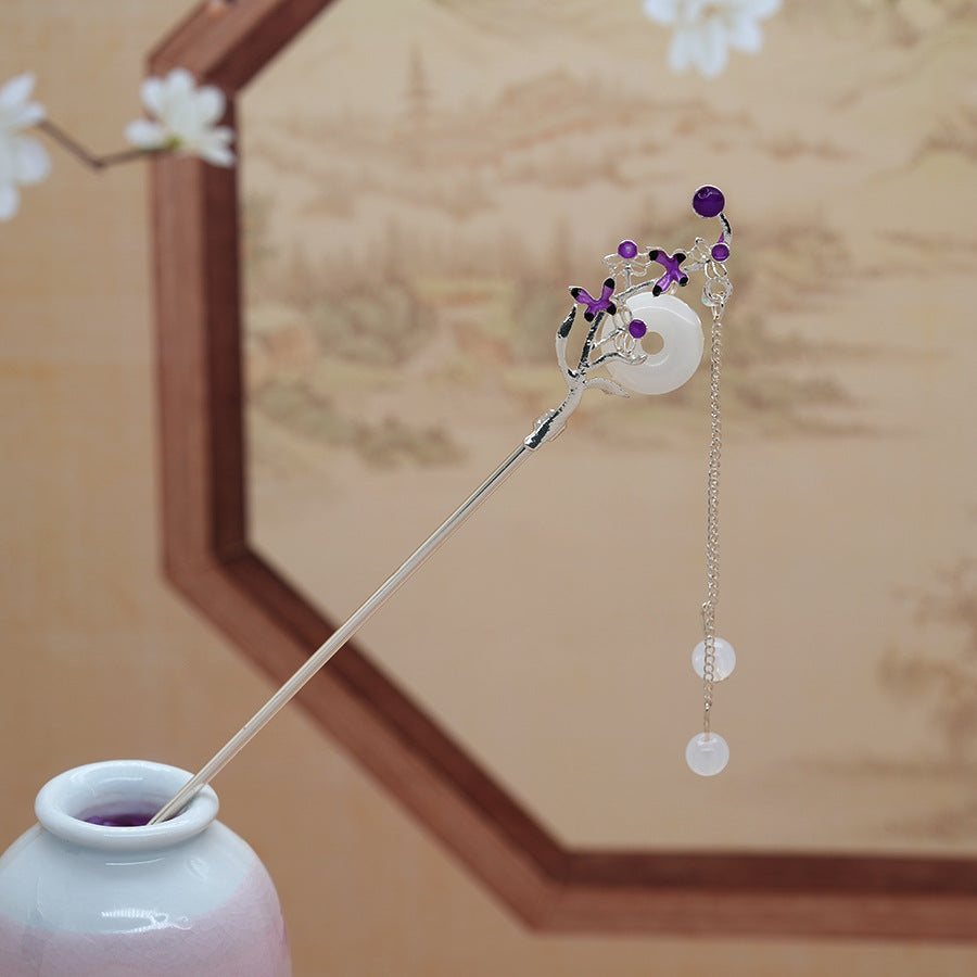 Butterfly Tassel Hairpin | New Chinese Style Elegant Hanfu Step Hair Accessory