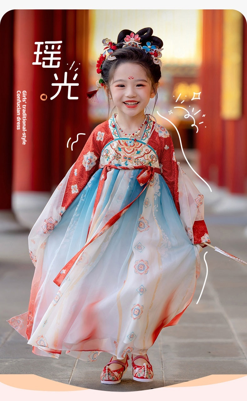 Girls’ Spring Autumn Hanfu | High-End Fairy Ru Skirt National Style Dress