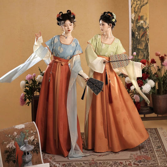 Tang Dynasty Hanfu Set — Beizi Shirt & Eight-Panel Waist Skirt