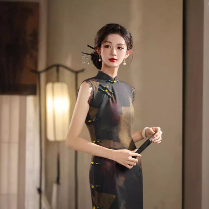 Elegant Sleeveless Cheongsam – Youth Retro High-End Dress