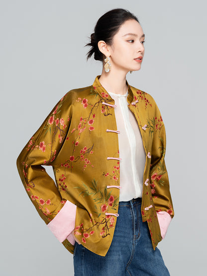 Old Money Style Printed Tang Jacket for Women