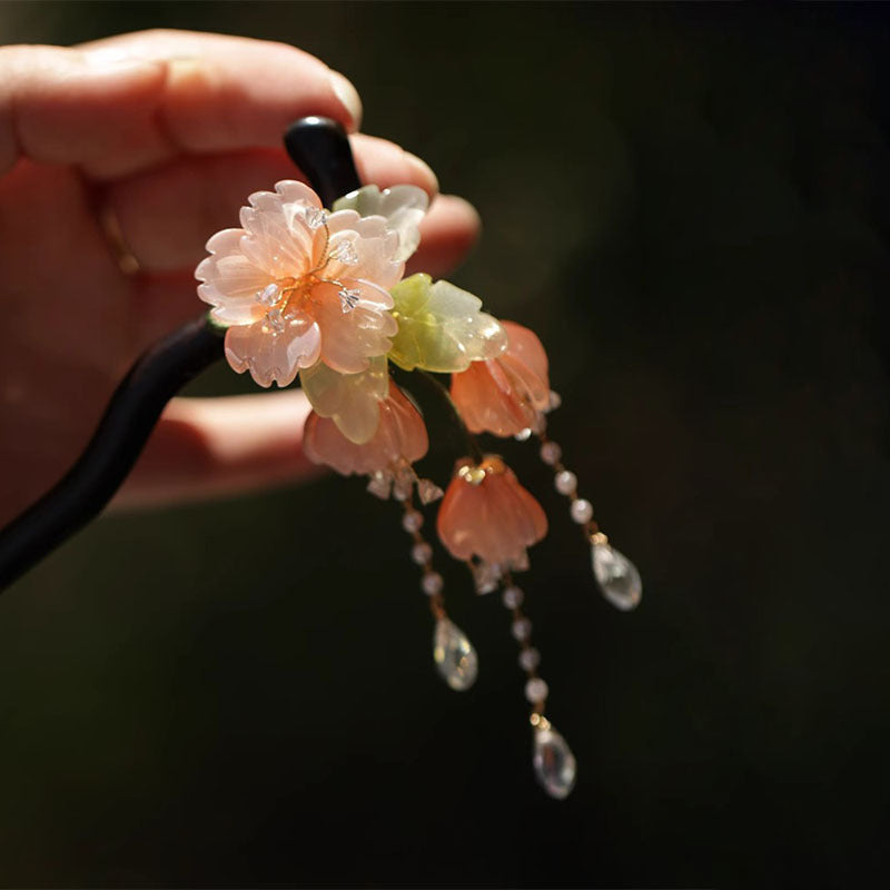 National Style Cheongsam Hairpin Women Hanfu Wooden Tassel Hair Accessory