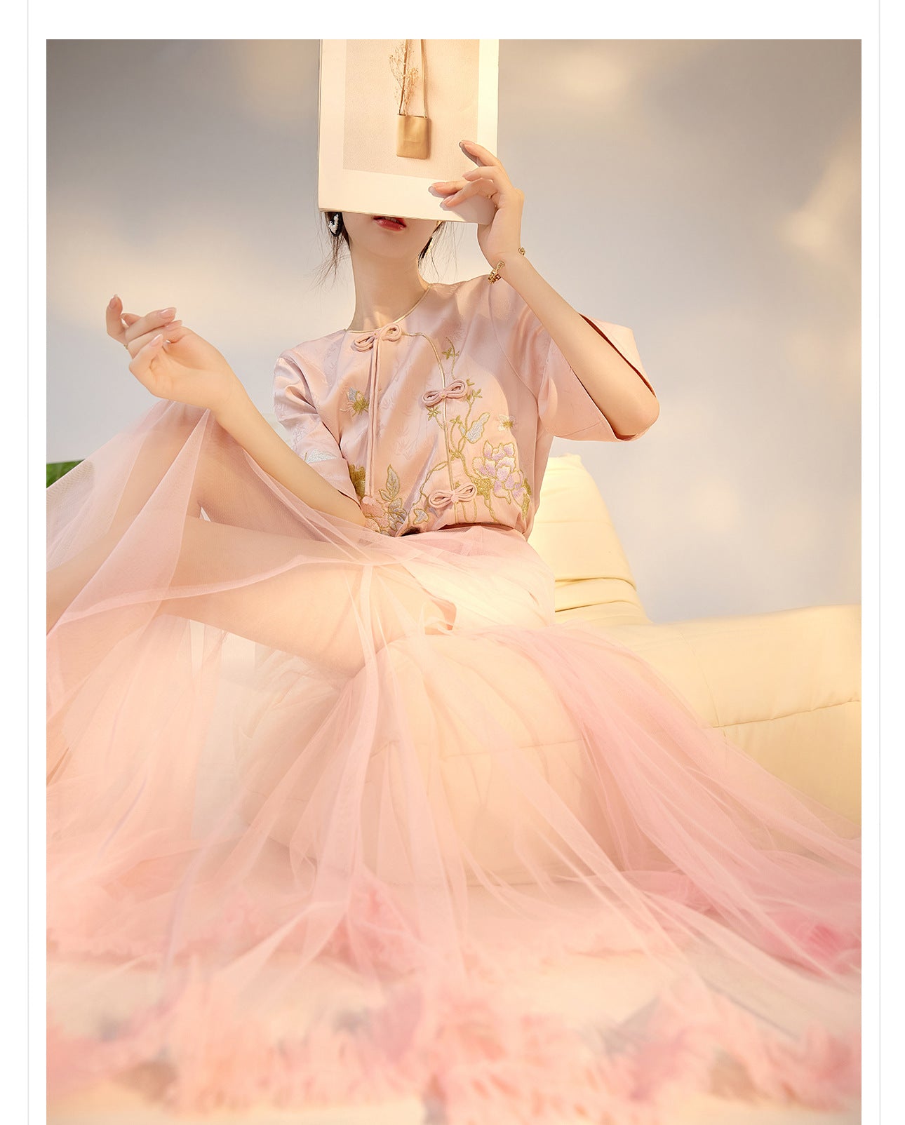 Summer New Chinese Style Embroidered Printed Top and Skirt Set