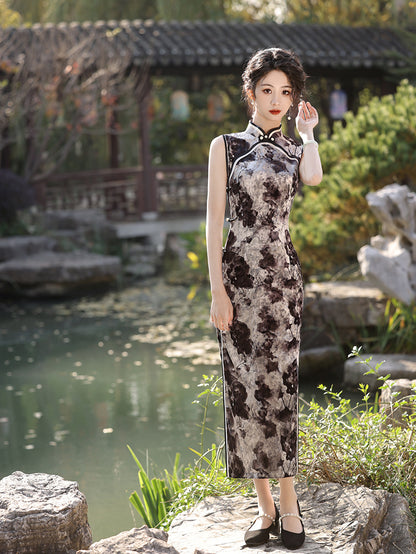 Elegant Dark Green Cheongsam – Retro Spring High-End Dress