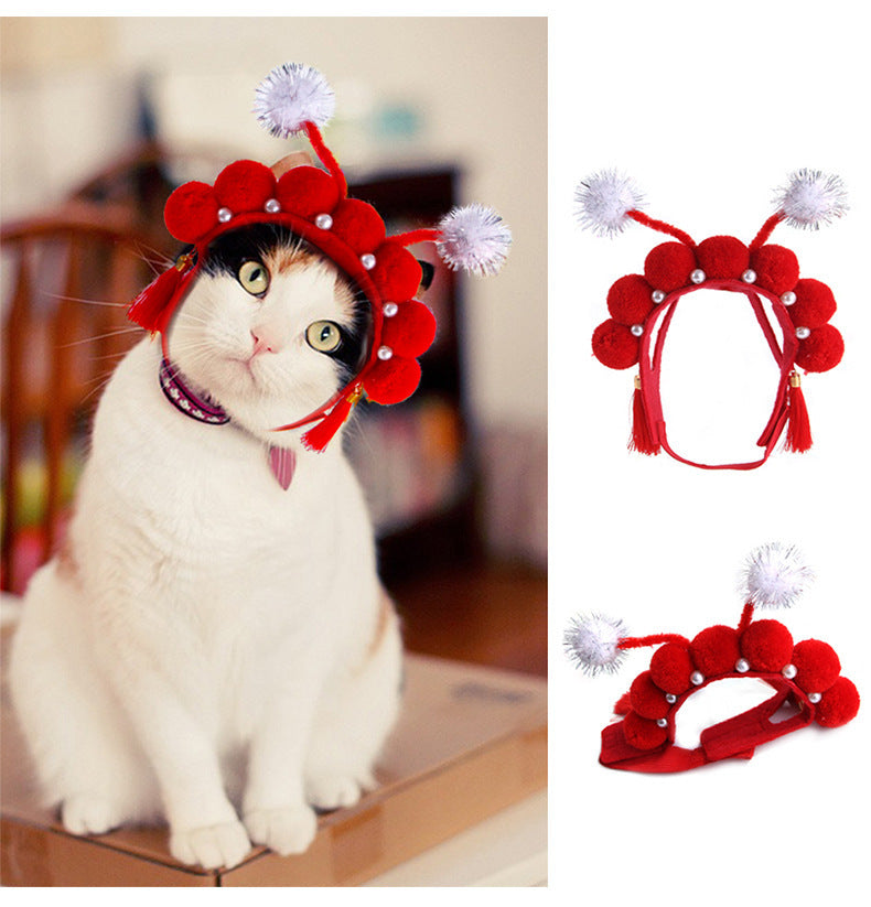New Chinese Style Pet Hat — Peking Opera Costume for Cats & Dogs