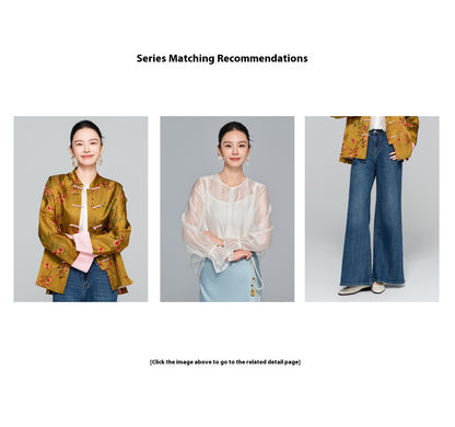 Old Money Style Printed Tang Jacket for Women