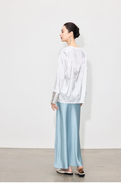 Elegant Spring Jacquard Hollow Shirt for Women