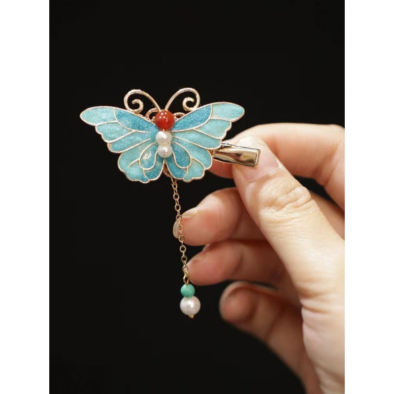 Hanfu Side Hair Clip Ming Song Style Qipao Accessory Enamel Lily Bell Hairpin