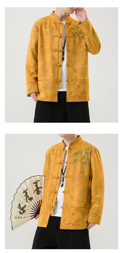 Mens Chinese Tang Suit Retro Hanfu Loose Plus Size Velvet Coat