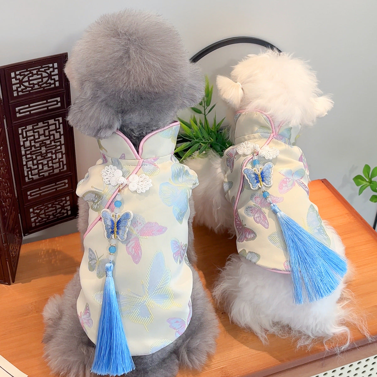 New Chinese Style Autumn Winter Pet Cheongsam for Small Medium Dogs