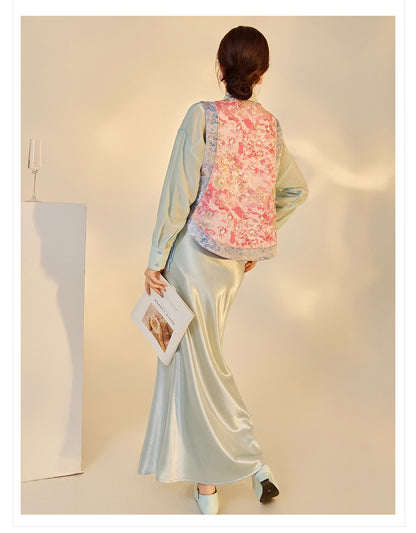 Jacquard Sequin Tank Top – Elegant National Style Women's Wear