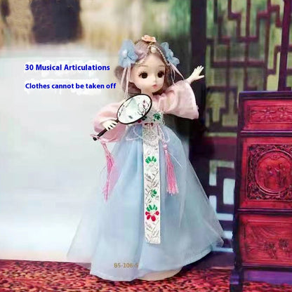 Ancient Style Hanfu Music Multi-Joint Cute Baby Light Singing Doll Figurine Girl Gift Children's Toy
