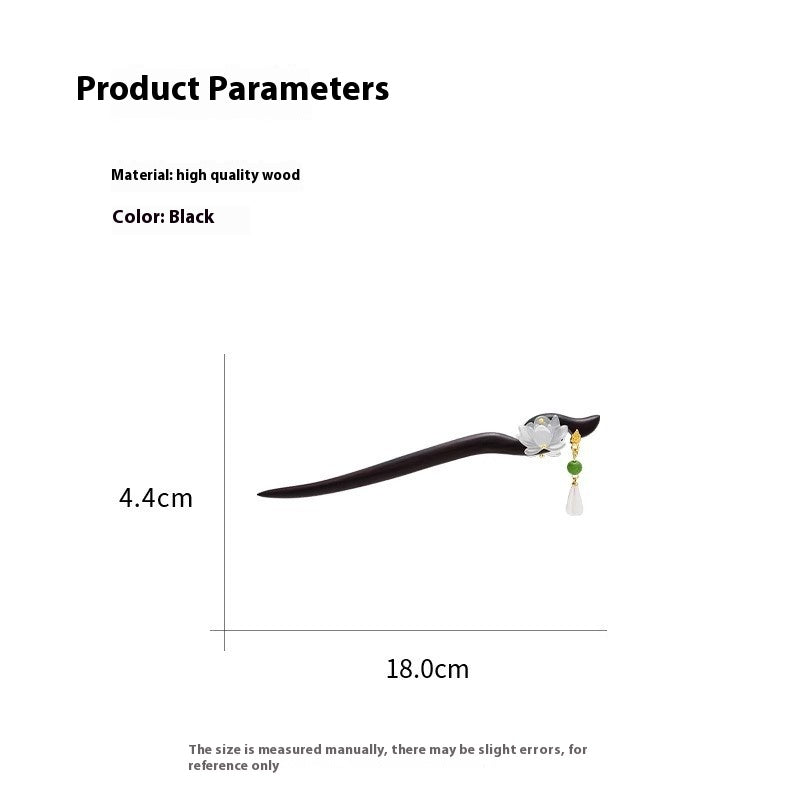 Ancient Style Lotus Sandalwood Hairpin Women Step Shake Tassel Hairpin