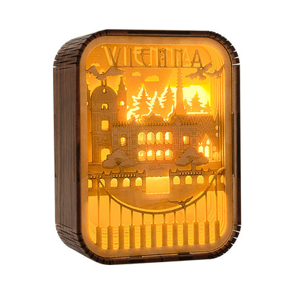 3D London City Wood Carving Lamp Night Light Mid-Autumn Gift