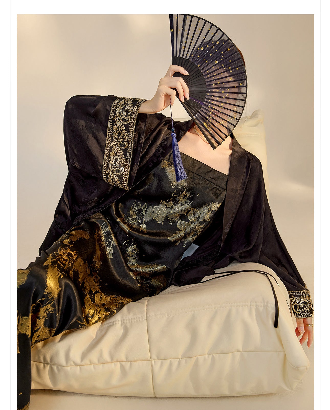 Summer New Chinese Printed Rayon Shirt & Strap Dress Set