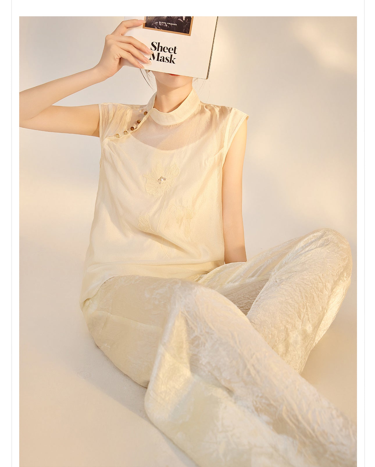 2026 New Chinese Style Elegant Acetate Wide-Leg Pants for Women