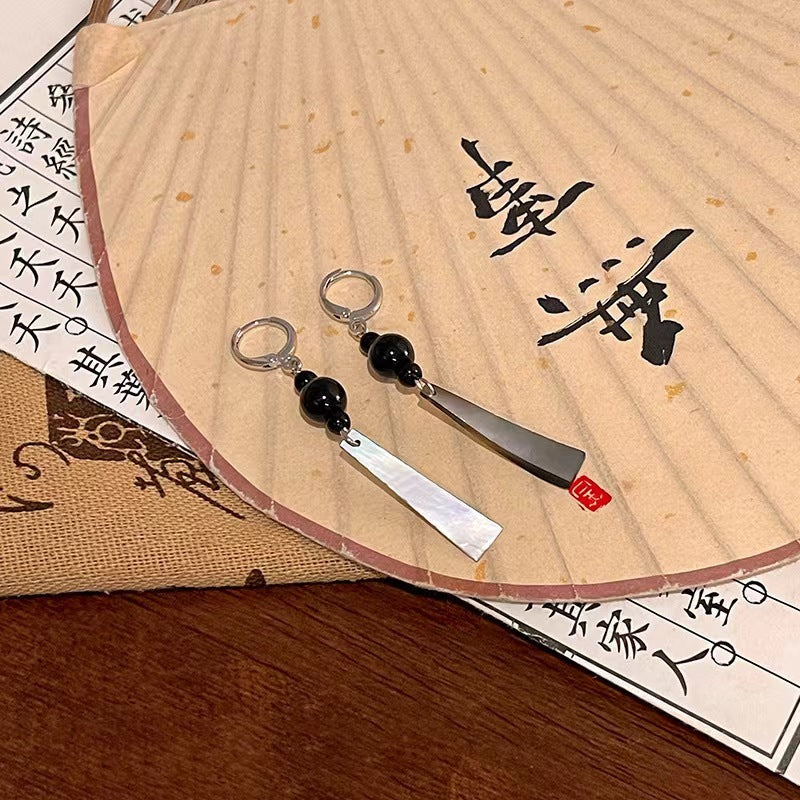 Long Black Earrings for Women — Ancient Style Chinese Ink Painting Earrings
