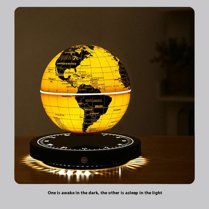 Levitating Globe Clock Night Light Gold Base Colorful Desk Lamp