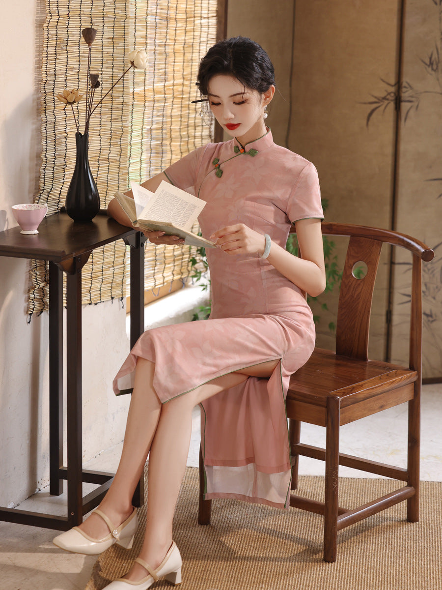 Elegant Pink Cheongsam – Youth Summer 2025 Dress
