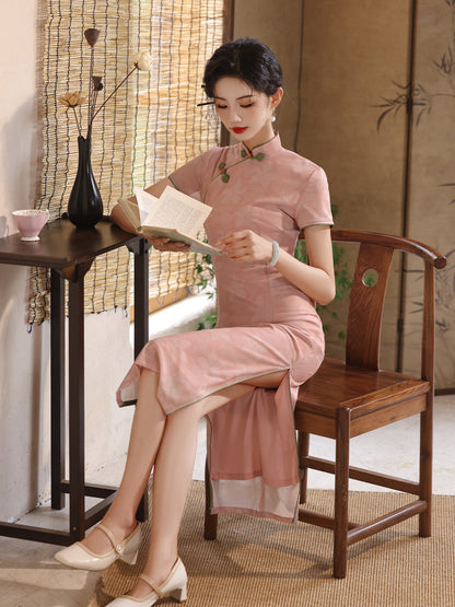 Elegant Pink Cheongsam – Youth Summer 2025 Dress