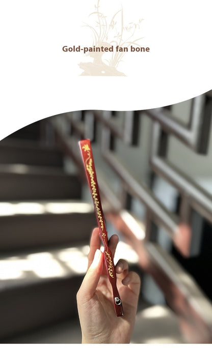 Summer Chinese Folding Fan — Ancient Style Cotton Linen Fan with Tassels