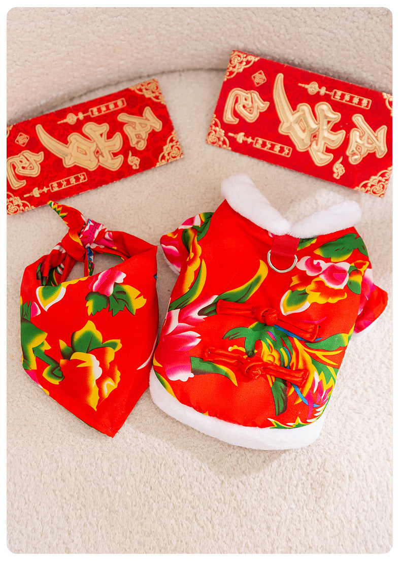 Retro Northeast Floral Coat Two-Leg Pet Clothes for Cats & Dogs