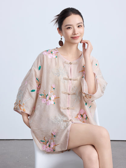 Chinese Style Embroidered Top & Shorts Set New Loose Two-Piece Outfit