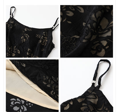 Elegant National Style Rayon Jacquard Embroidered Long Camisole Dress